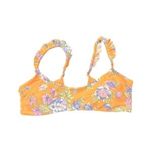 Aerie Printed Ruffle Scoop Bikini Top - Peach Floral
